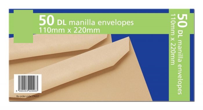 DL 50 Manilla envelopes 110mm x 220mm
