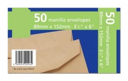 50 Manilla envelopes 89mm x 152mm