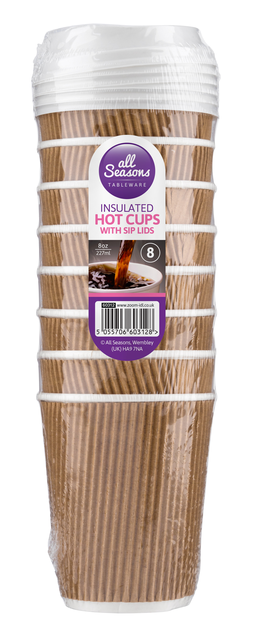 Insulated Hot Cups W/Sip Lids 8pk