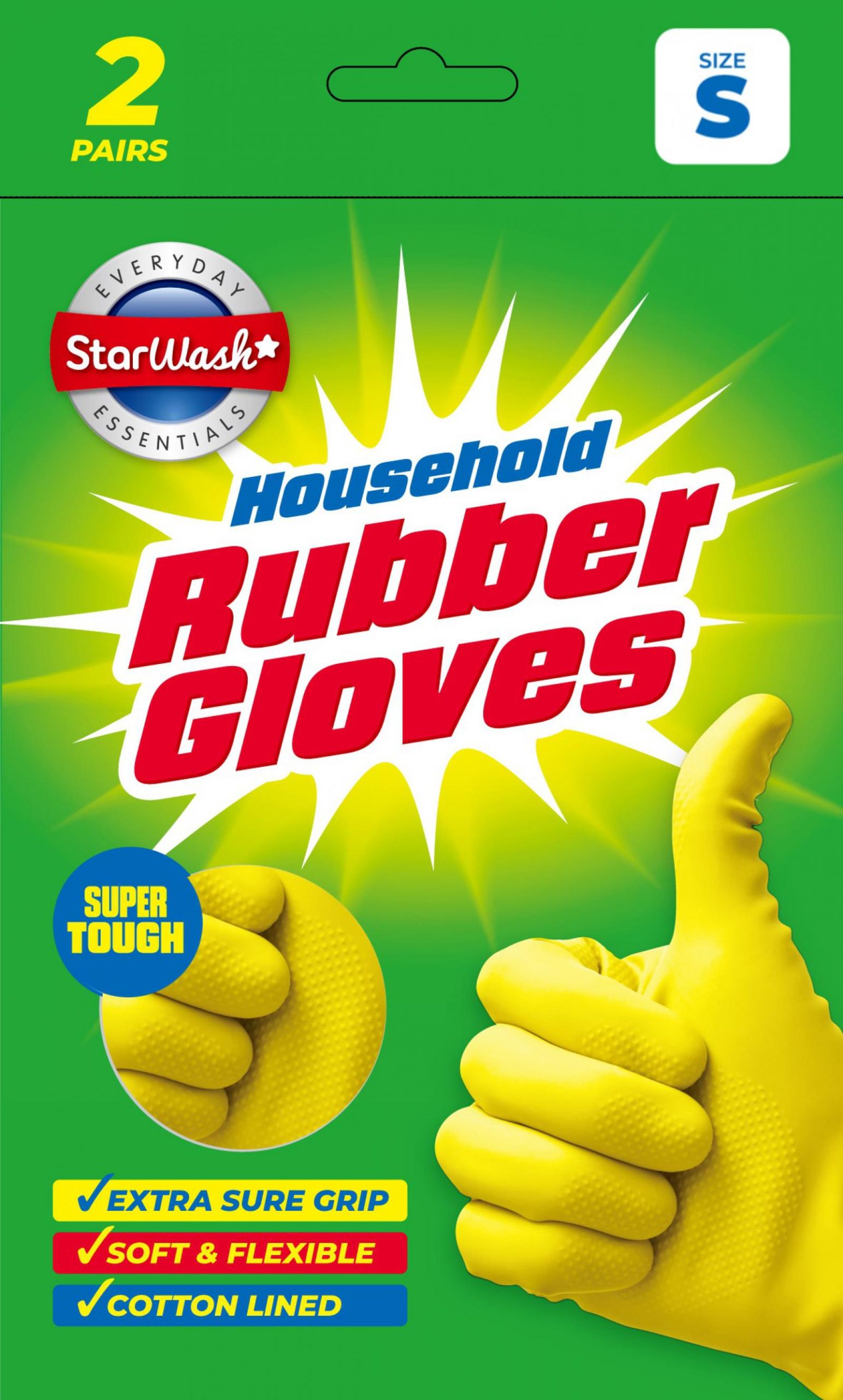 Starwash 2pack Yellow Rubber Gloves