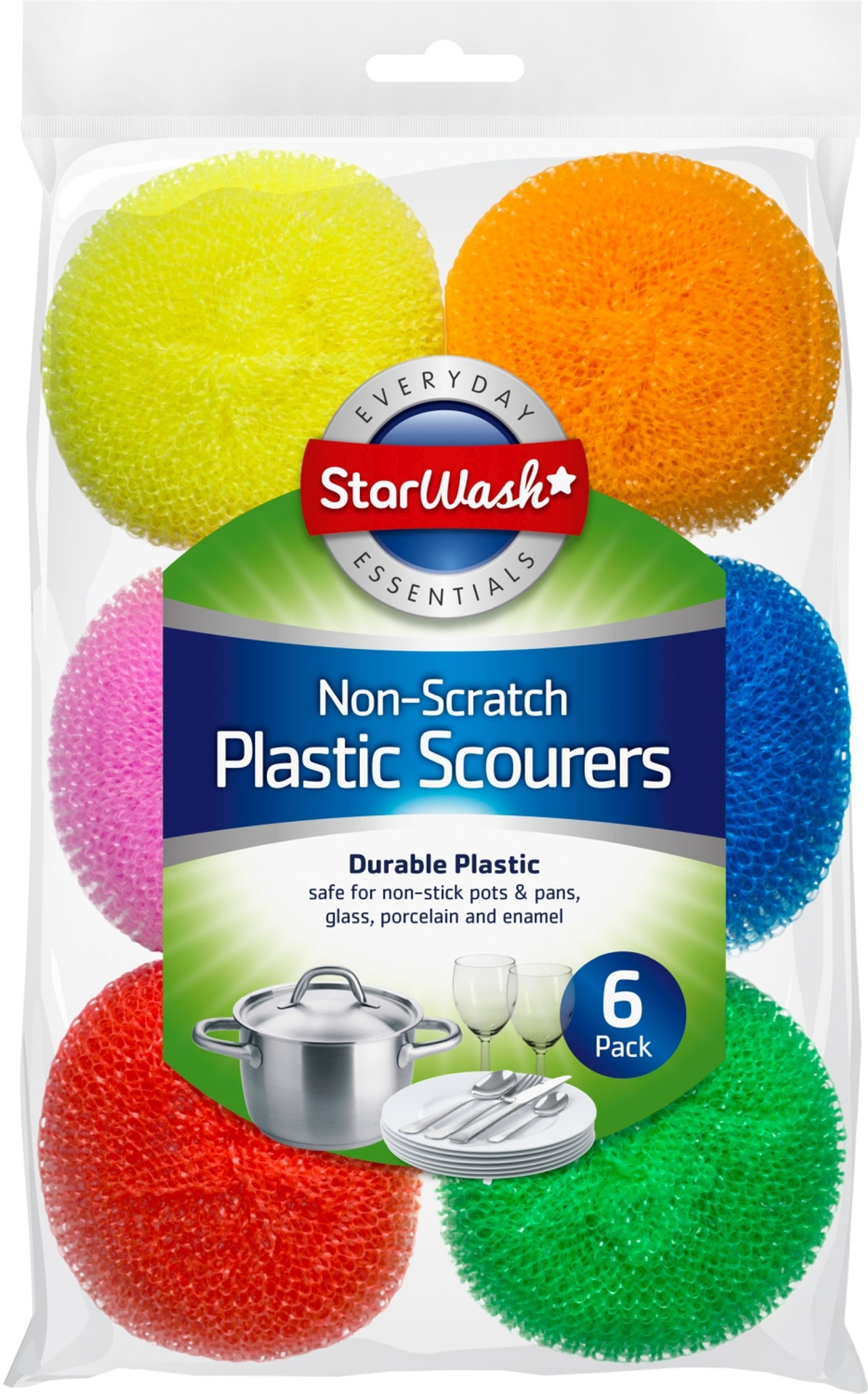 Starwash 6pk Non Scratch Plastic Scourer