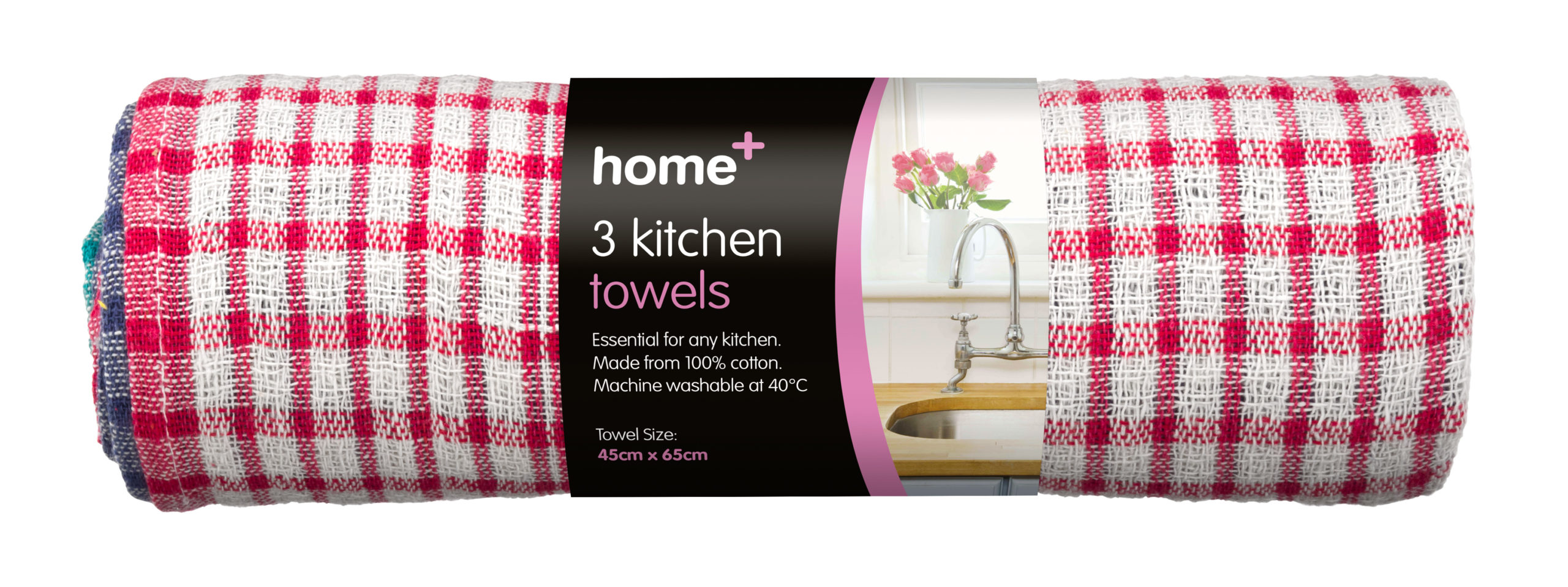 Home+ 3pk Premium Tea Towel