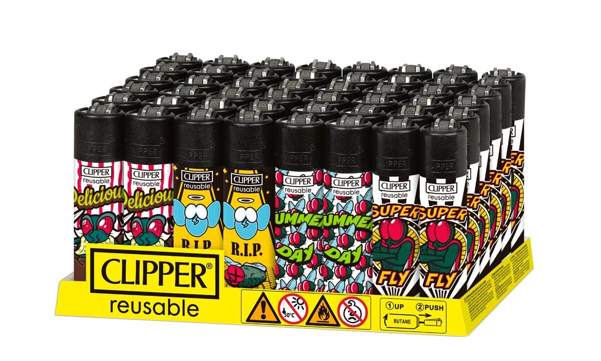 Clipper Lighters x 48 - Graffiti Motos