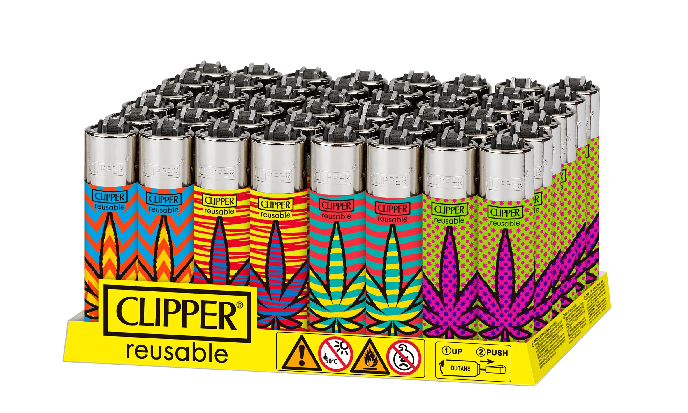Clipper Lighters x 48 - Splash Leaves