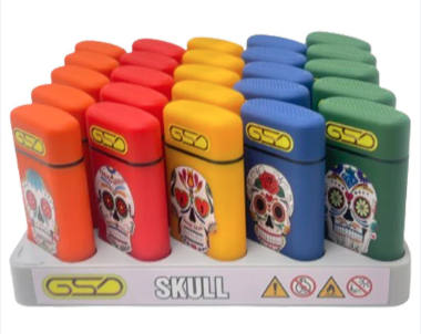 GSD Skull Retro Refillable Lighter x 25