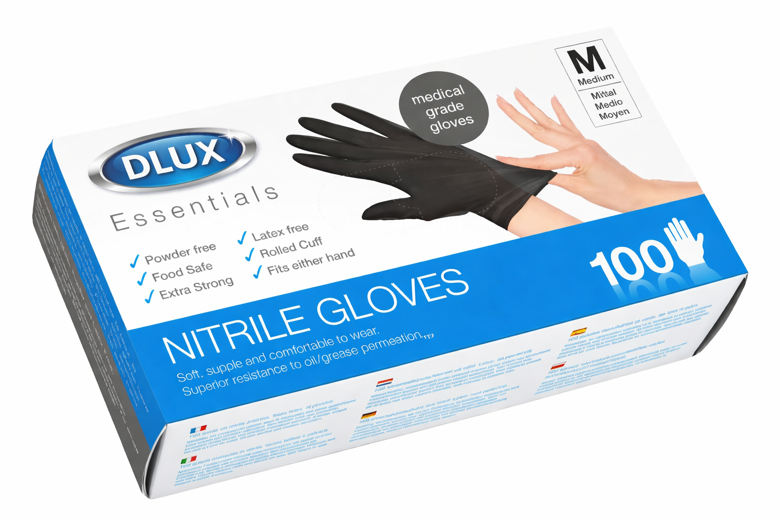 DL Nitrile Gloves 100pk - Black M