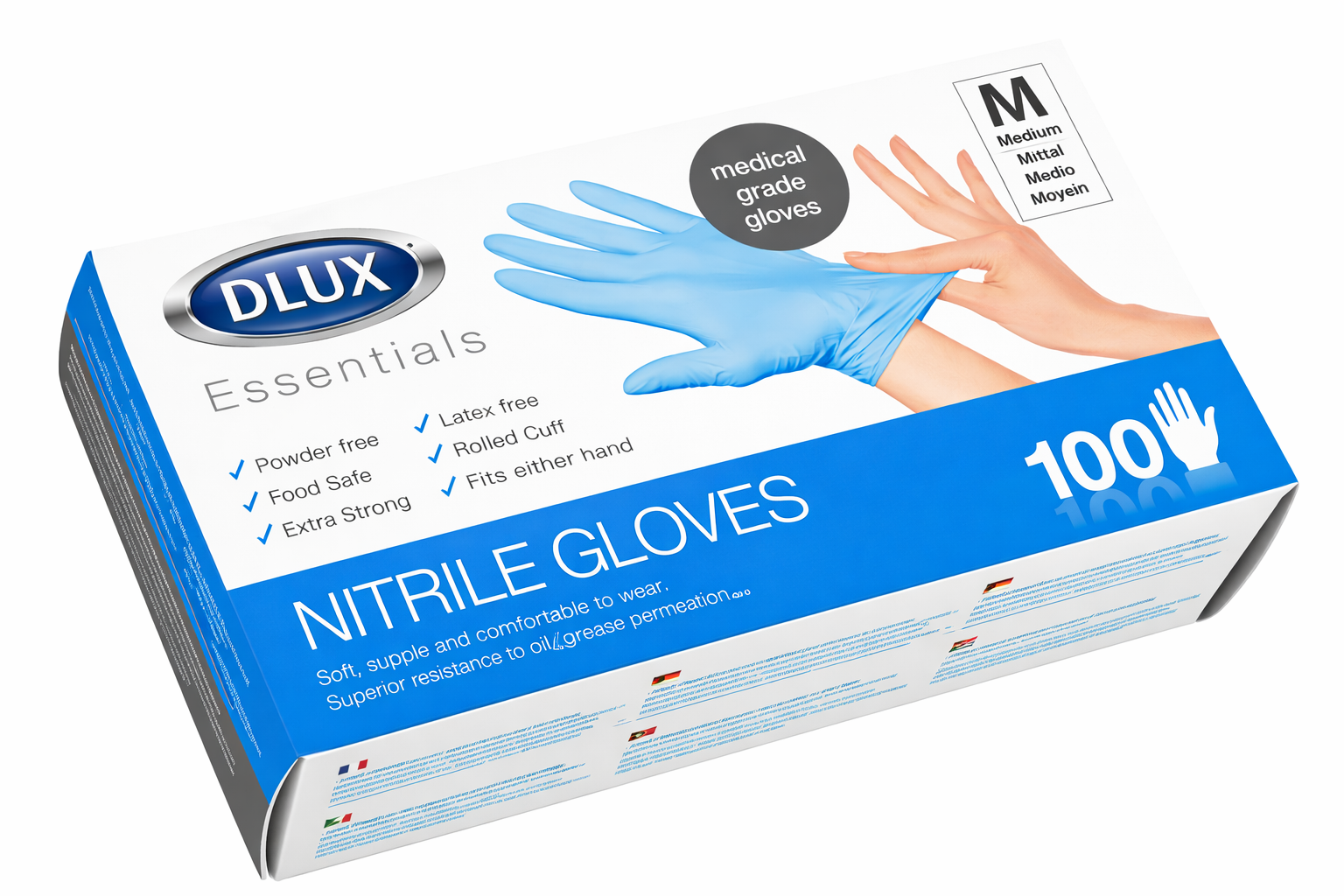 DL Nitrile Gloves 100pk - Blue M